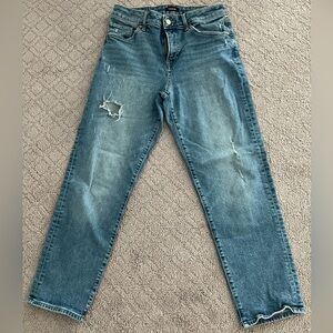 Express Distressed Mid-Rise Ankle Denim Jeans